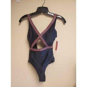 Women's XS Black with Multi Colored Accents One Piece Swimsuit